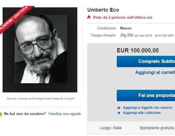 La tesi di laurea di Umberto Eco in vendita su Ebay. Il costo? 100 mila euro